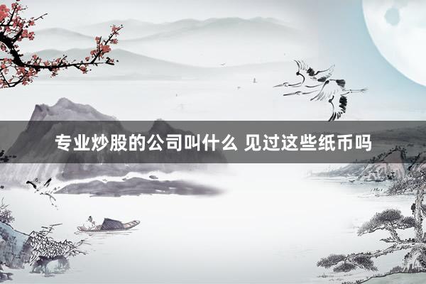 专业炒股的公司叫什么 见过这些纸币吗