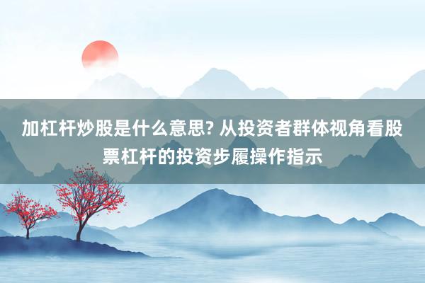 加杠杆炒股是什么意思? 从投资者群体视角看股票杠杆的投资步履操作指示